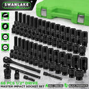 SWANLAKE 1/2" Drive Impact Socket Set, 66-Piece Standard SAE (3/8"-1-1/4") and Metric (8-24mm) Size, 6 Point, Cr-V, 1/2-Inch Drive Ratchet Handle, Drive Extension Bar, Impact Universal Joint-2