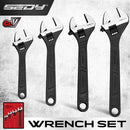 SEDY 4Pc Adjustable Wrench Set Shifter Heavy Duty SAE & Metric Household Repair-2