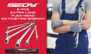 SEDY 6Pcs Extra Long Flex-Head Ratchet Spanner Set Double Box End Spanner 8-19mm-3