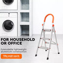 3 Step Ladder Multi Purpose Household Office Foldable Non Slip Aluminium[-2