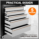 HORUSDY 5 Drawer Tool Box Trolley Cabinet Storage Cart Garage Organiser Lockable-7
