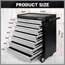 HORUSDY 7 Drawer Tool Box Trolley Cabinet Storage Cart Garage Organiser Lockable-4