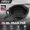 SEDY 15L Oil Change Pan Drain Tray Portable Dish Coolant Recovery Pan Black-2
