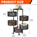 5 Tiers Kitchen Trolley Cart Wheels Round Vegetable Storage Holder Fruit Holder-3