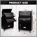 Black Tool Box 7 Drawer Chest Cabinet Trolley Toolbox Garage Storage Lockable Brake-4