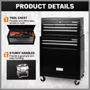 Black Tool Box 7 Drawer Chest Cabinet Trolley Toolbox Garage Storage Lockable Brake-10