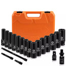 19Pc Deep Socket Set Impact 1/2" Drive Extension Bars Flexible Adapter 10-24mm-1
