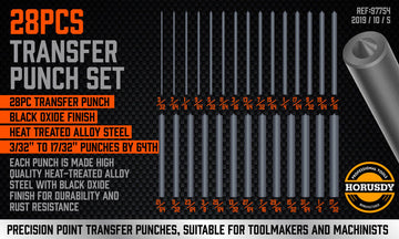 28x Center Transfer Punches Set Machinists Tool Punch Stand Heat Treated Steel - 0