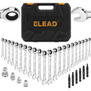 ELEAD 33Pcs Ratchet Wrench Set SAE Metric Wrench Phillips Slotted Bits Adapter-1