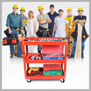 Tool Trolley 3-Tier Workshop Cart Rolling Steel Parts Storage Handyman 150KG Red-9