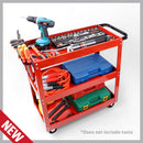 Tool Trolley 3-Tier Workshop Cart Rolling Steel Parts Storage Handyman 150KG Red-10