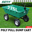 SEDY 225L Poly Pull Dump Cart Garden Hand Trailer Wagon Lawn Wheelbarrow-2
