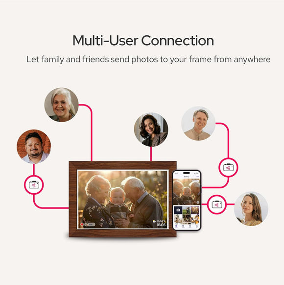 10.1 Inch Digital Picture Frame - 1280 * 800 HD WiFi Enabled with Load from Phone Capability, 32GB Memory Touch Screen  Photo  Display Brown