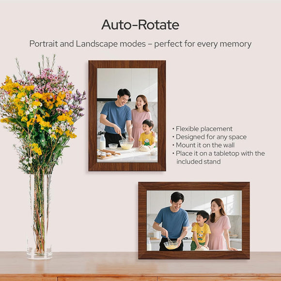 10.1 Inch Digital Picture Frame - 1280 * 800 HD WiFi Enabled with Load from Phone Capability, 32GB Memory Touch Screen  Photo  Display Brown