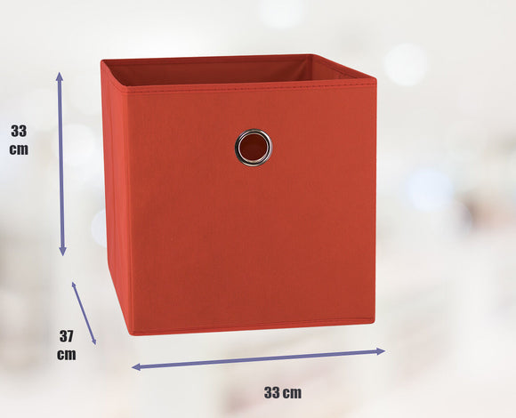 SORTI 33x33x27 CM Red 6-Pack Foldable Storage Cubes - Fabric Bookcase Organizers for Toys and More
