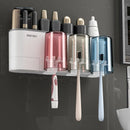 Bathroom Wall Mounted Toothbrush Holder Toothpaste Stand Storage Rack With Cup - Two Cups Set-8
