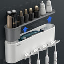 Bathroom Wall Mounted Toothbrush Holder Toothpaste Stand Storage Rack With Cup - Two Cups Set-5