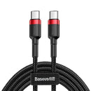 Red Black Baseus 60W 100W USB C to Type C Charger Cable PD Fast Charge For Samsung - 2m 100w-1