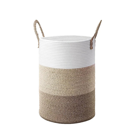 Handheld Cotton Rope Woven Storage Basket for Bedroom Bathroom Closet Durable