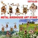 Birdhouse Garden Stakes Outdoor Yard Ornaments for Lawn and Garden Decoration - D-1