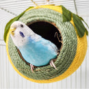 Bird Nest Parrot Nest Coconut Shell Braided Twine Colourful Cage Hanging Bed - White-Brown-Screw Model-6