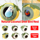 Bird Nest Parrot Nest Coconut Shell Braided Twine Colourful Cage Hanging Bed - White-Brown-Screw Model-1