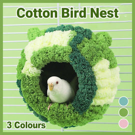 Hanging Warm Cotton Nest Hammock Cozy Bed for Parrots and Other Bird Species - Green - 0