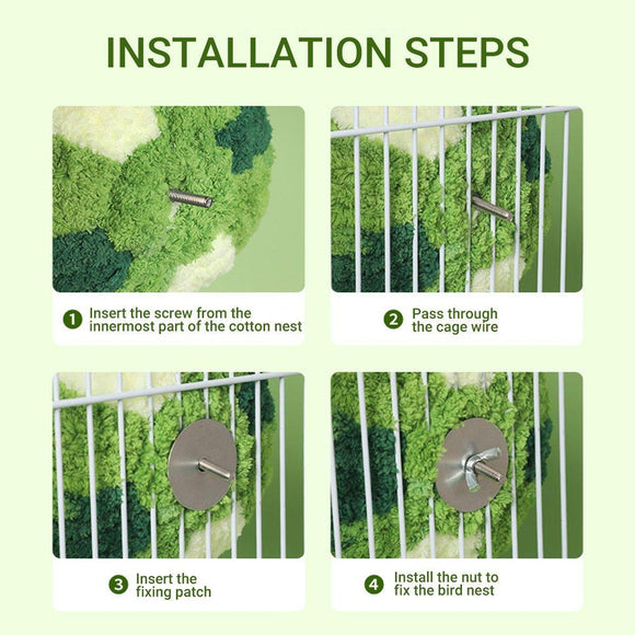 Hanging Warm Cotton Nest Hammock Cozy Bed for Parrots and Other Bird Species - Pink