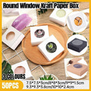 50PCS Handmade Soap Paper Box Round Window Kraft Black White Candy Biscuit Box - Black-50pcs 8*8*3CM-1