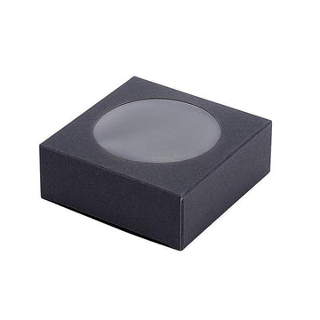 50PCS Handmade Soap Paper Box Round Window Kraft Black White Candy Biscuit Box - White-50pcs 8*8*3CM - 0