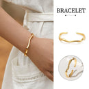 1-Piece Gold-Tone Wavy Open Cuff Bracelet-1