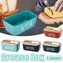 Butter Box with Knife Rectangular Cheese Container with Wooden Lid for Kitchen - Blue-2