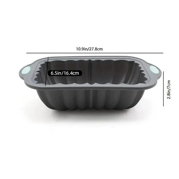 1-Piece Rectangular Flower-Pattern Cake Pan, Grey
