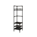 1-Piece Corner Clothes Rack with Shelves and Hooks, Black-2