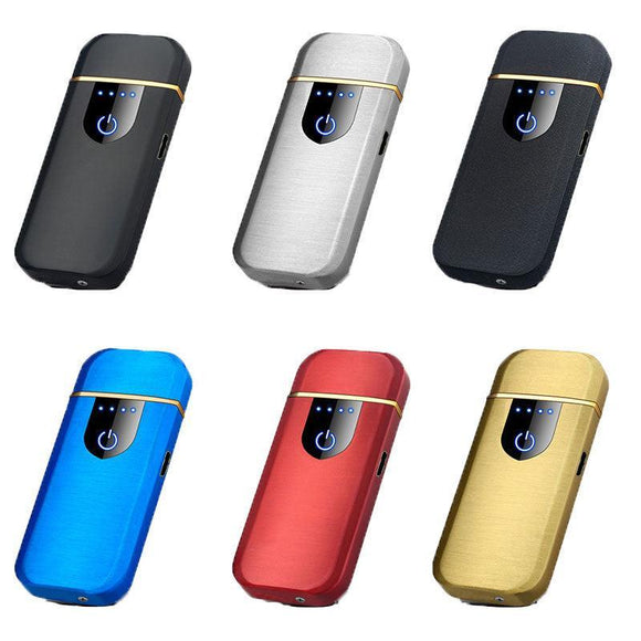Arc Rechargeable Windproof Flameless Electronic Metal Lighter Usb Lighters Au - Black