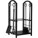 5-Piece Firewood Storage Rack and Fireplace Tool Set-2