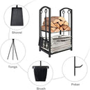 5-Piece Firewood Storage Rack and Fireplace Tool Set-5