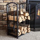 5-Piece Firewood Storage Rack and Fireplace Tool Set-12