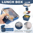 1-Piece Blue Two-Tier Lunch Box with Tray, Dressing Container and Fork-1