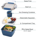 1-Piece Blue Two-Tier Lunch Box with Tray, Dressing Container and Fork-4