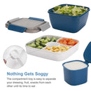 1-Piece Blue Two-Tier Lunch Box with Tray, Dressing Container and Fork-9