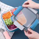 1-Piece Blue Two-Tier Lunch Box with Tray, Dressing Container and Fork-11