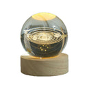 3D Crystal Solar System Ball with LED Light and Wooden Base 80mm Gift Decor-2