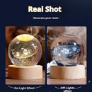 3D Crystal Solar System Ball with LED Light and Wooden Base 80mm Gift Decor-3