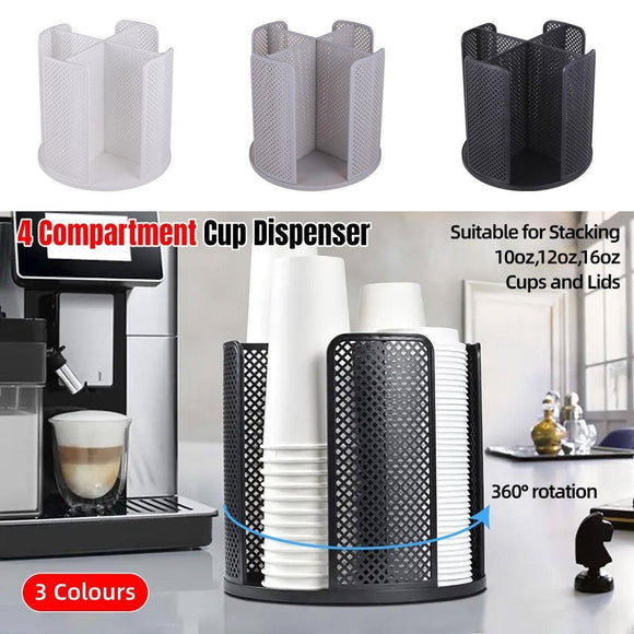 Paper Cup Holder Organizer Swivel Compartment Cup Picker Drink Storage Stand - Grey