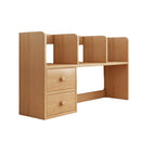 Natural-Finish Desktop Shelf with Two Drawers - 1 Piece-2