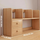 Natural-Finish Desktop Shelf with Two Drawers - 1 Piece-3