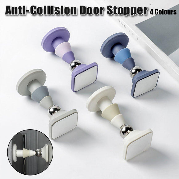 Silicone Silent Door Stopper with Suction Base and Secure Hold Catch Design - Purple