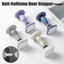 Silicone Silent Door Stopper with Suction Base and Secure Hold Catch Design - White - 0
