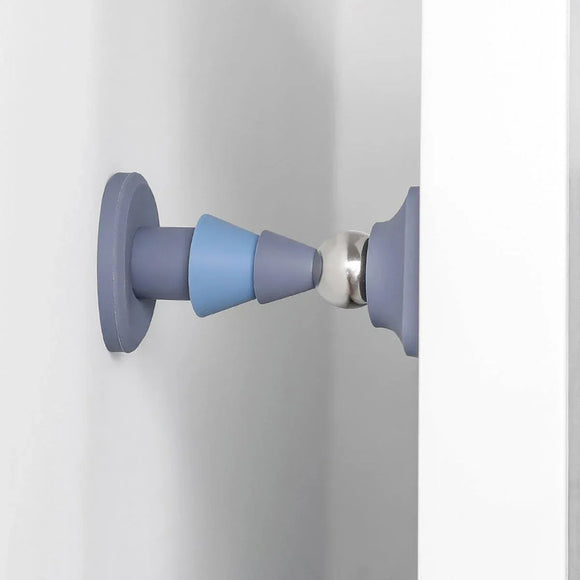 Silicone Silent Door Stopper with Suction Base and Secure Hold Catch Design - White